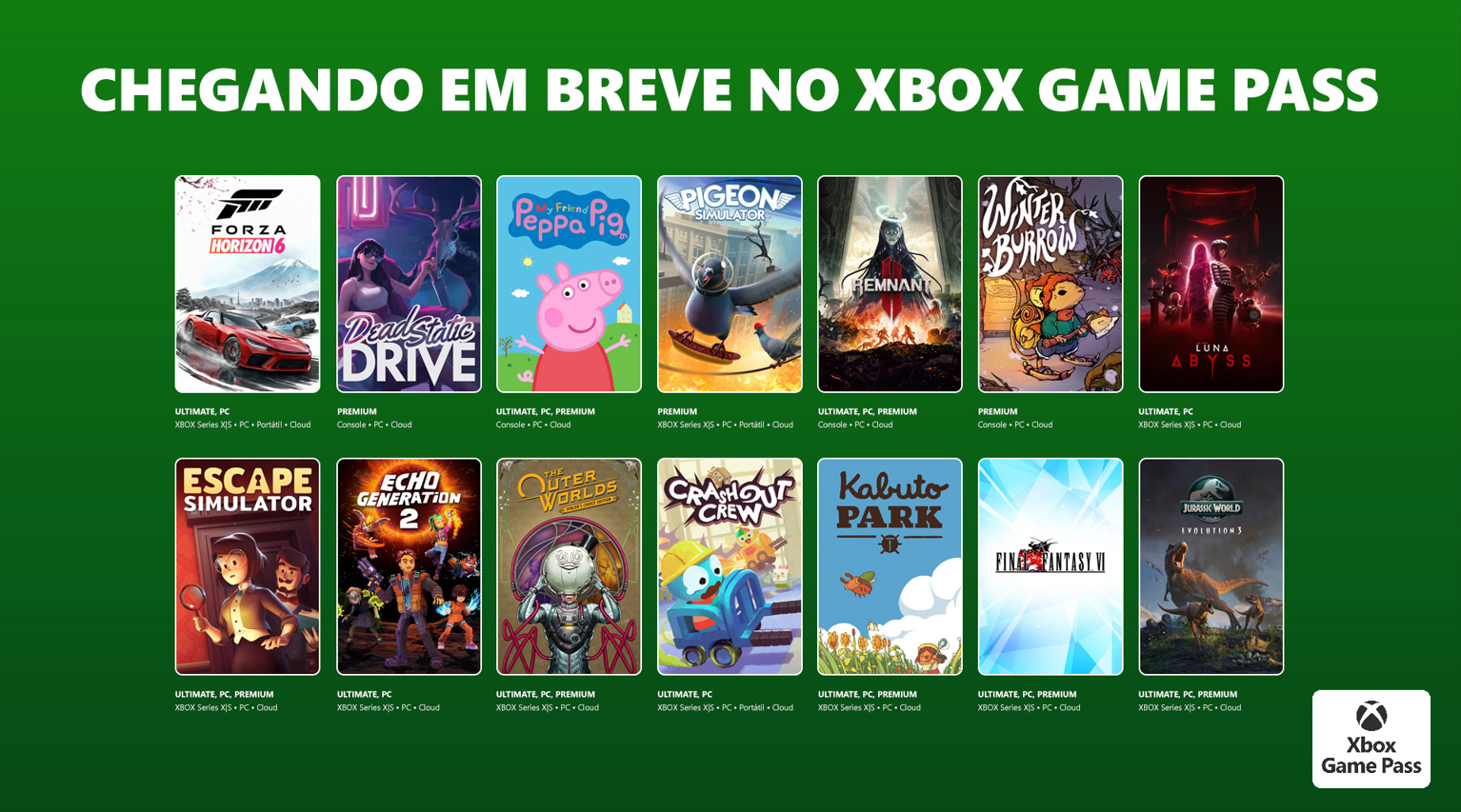 Confira os jogos que chegam ao XBOX Game Pass até o início de